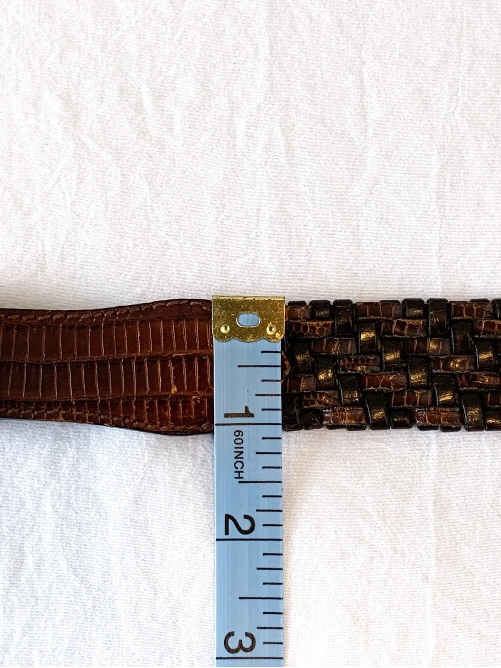 Vintage Brighton woven leather belt brown & black with reptile embossing size 36